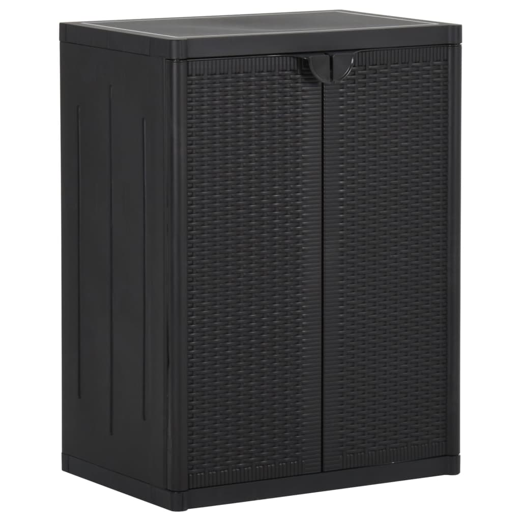vidaXL Градински шкаф за съхранение, черен, 65х45х88 см, PP ратан