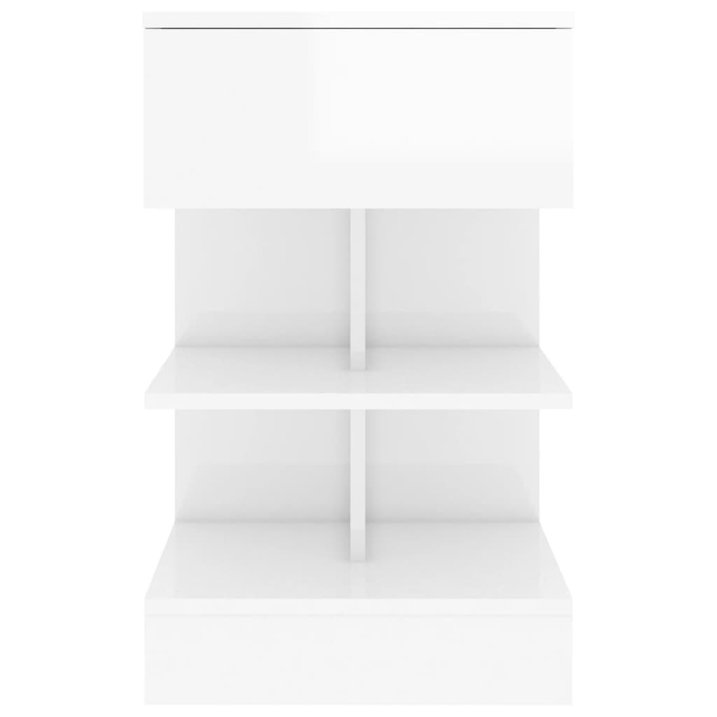 vidaXL Нощно шкафче, бял гланц, 40x35x65 см, ПДЧ