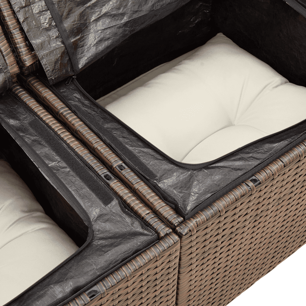vidaXL Градински комплект диван с възглавници 10 части кафяв полиратан