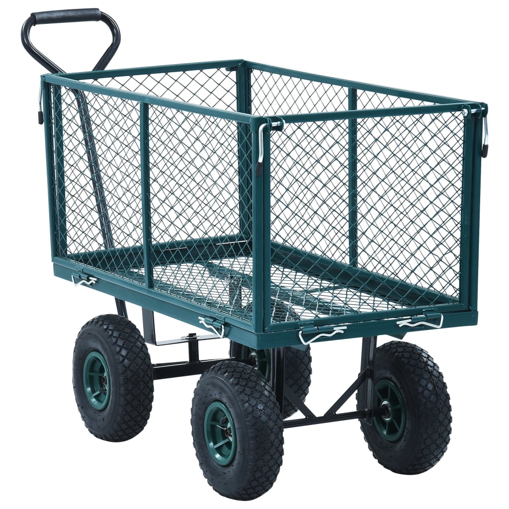 vidaXL Градинска ръчна количка, зелена, 350 кг