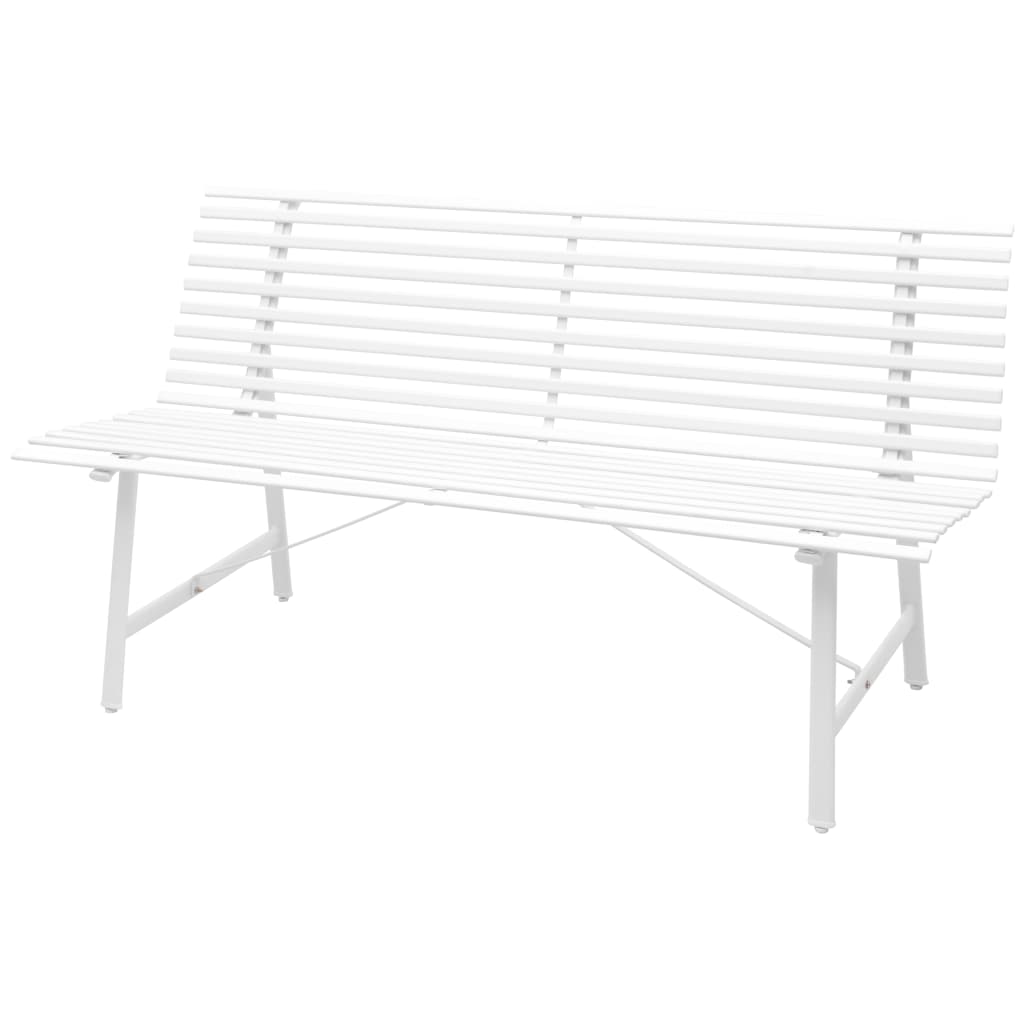 vidaXL Градинска пейка, 150 см, стомана, бяла