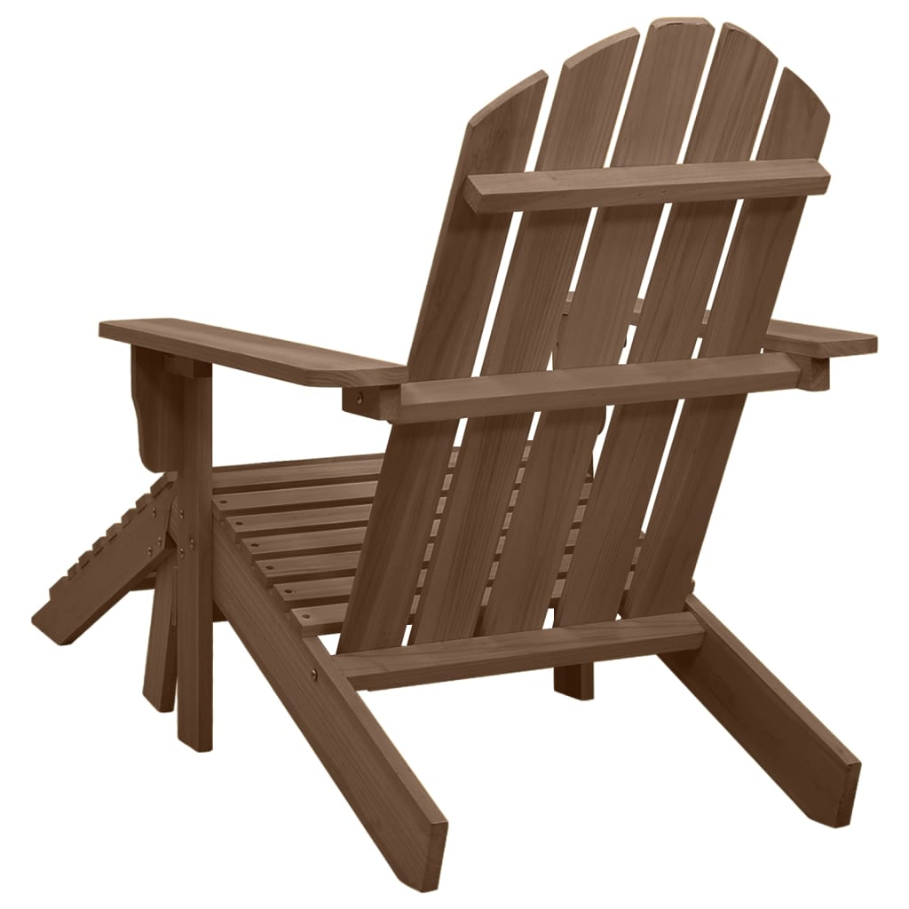 vidaXL Градински стол с табуретка, дърво, кафяв