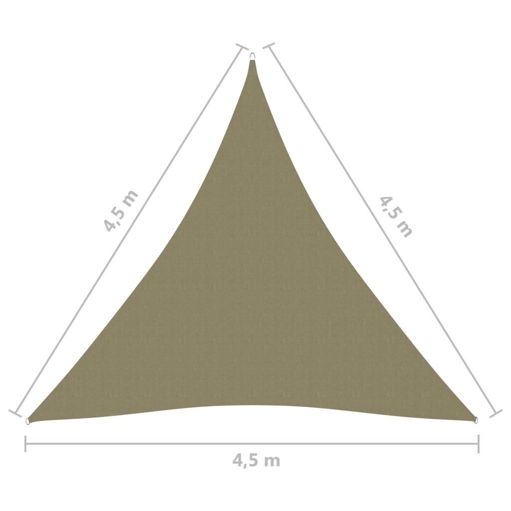 vidaXL Платно-сенник, Оксфорд плат, триъгълно, 4,5x4,5x4,5 м, бежово