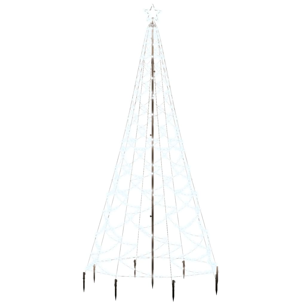 vidaXL Коледно дърво с метален стълб, 500 LED, студено бяло, 3 м