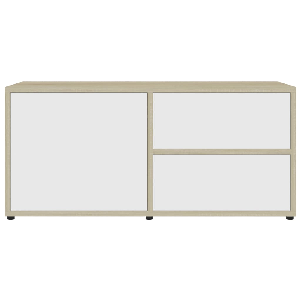 vidaXL ТВ шкаф, бяло и дъб сонома, 80x34x36 см, ПДЧ