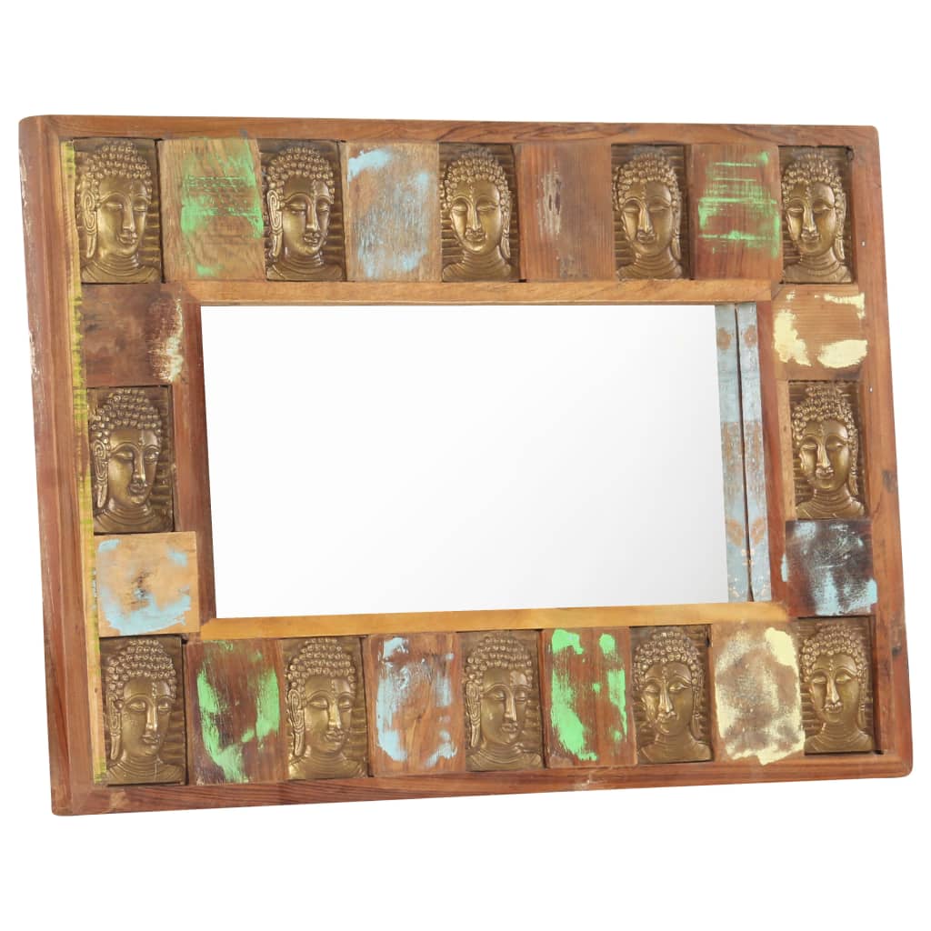 vidaXL Огледало с рамка Буда, 80х50 см, регенерирано дърво масив