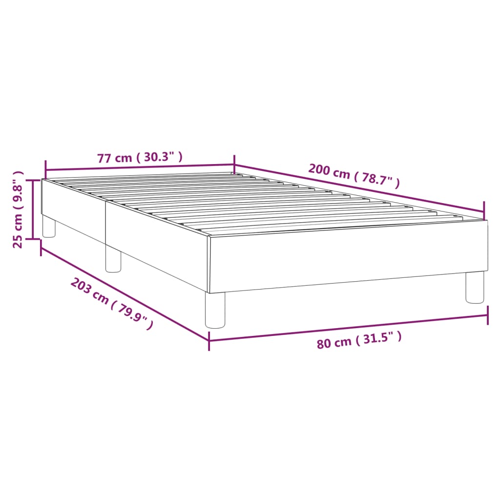 vidaXL Боксспринг рамка за легло тъмносиво 80x200 см кадифе