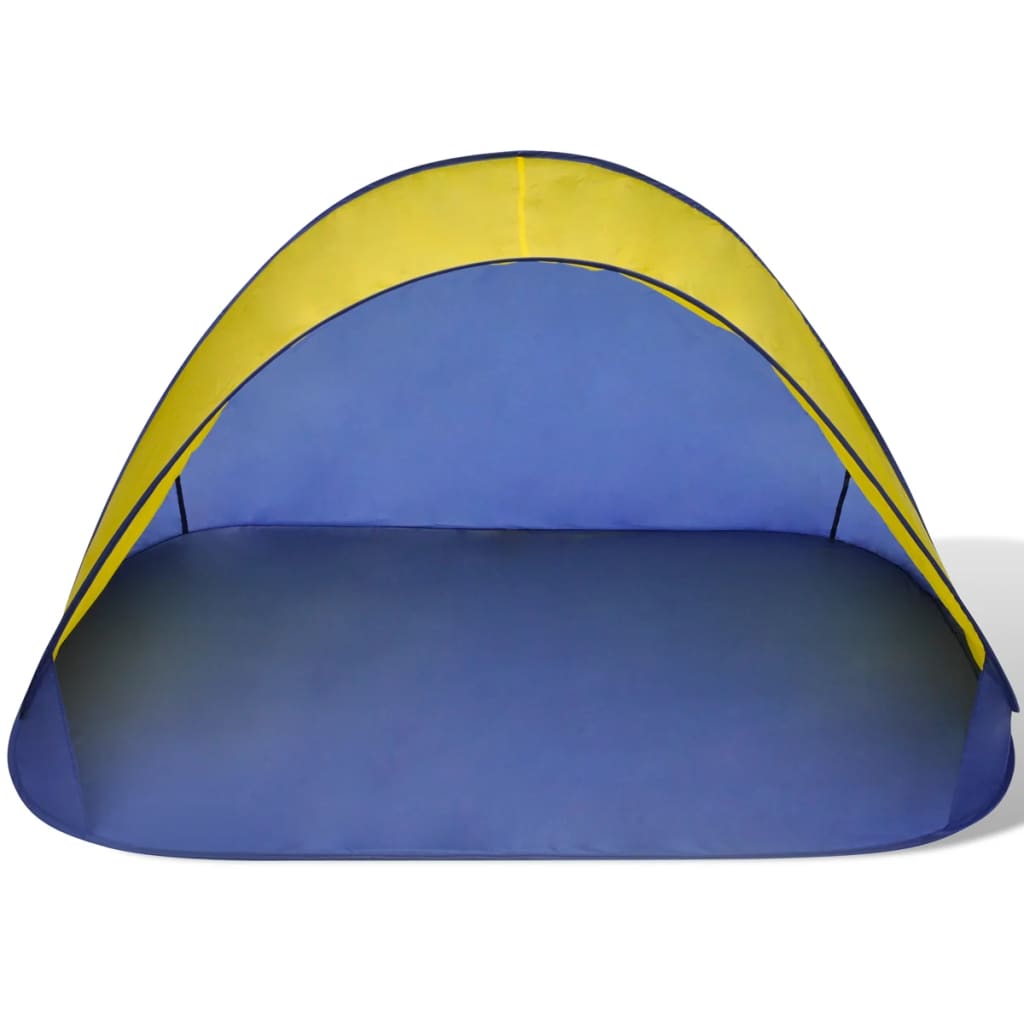 vidaXL Плажна палатка за открито, сгъваем сенник, жълта
