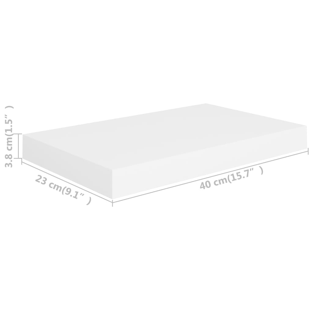 vidaXL Окачен стенен рафт, бял, 40x23x3,8 см, МДФ