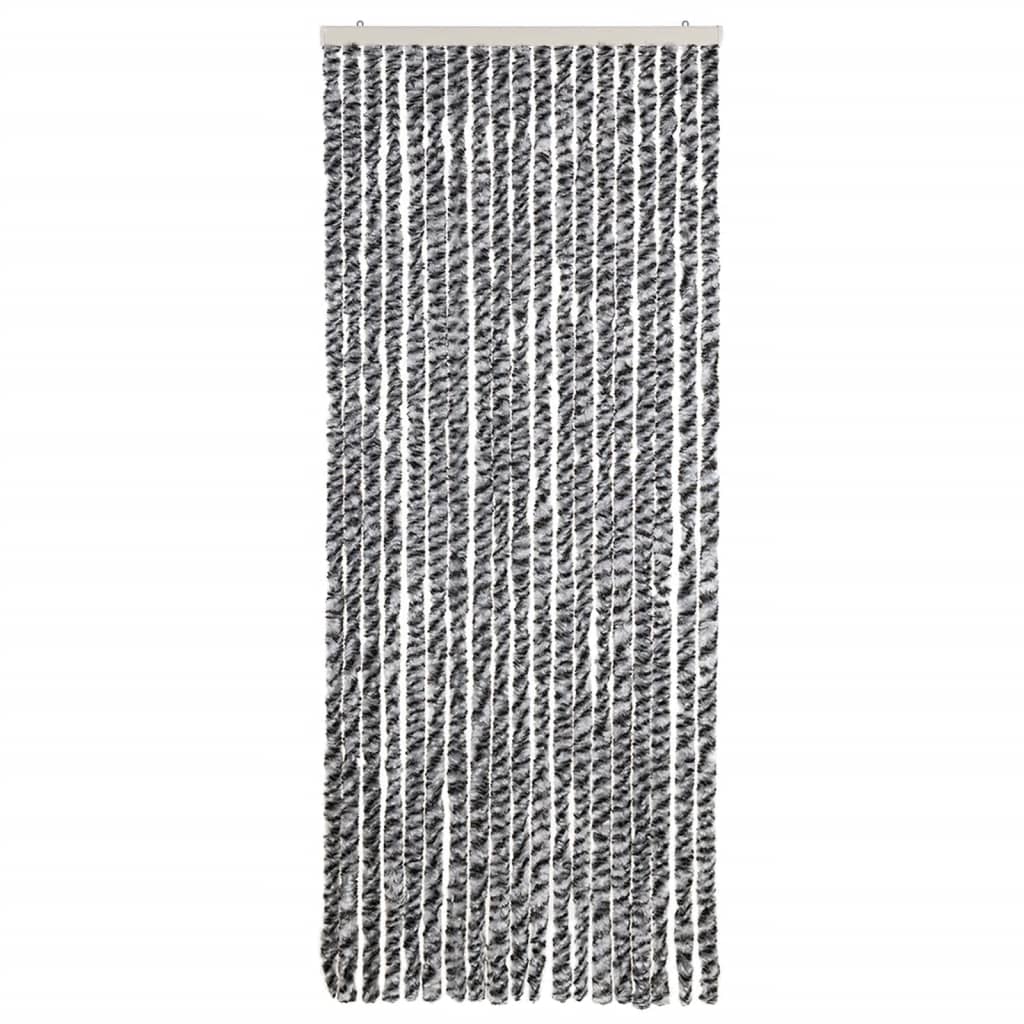 vidaXL Ресни за врата против мухи, черно и бяло, 56x200 см, шенил