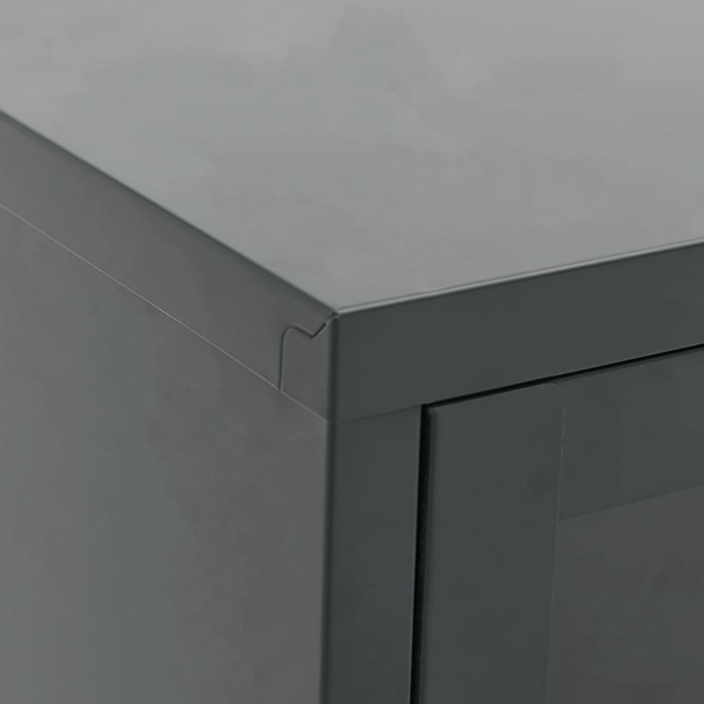 vidaXL ТВ шкаф, антрацит, 105x35x52 см, стомана и стъкло
