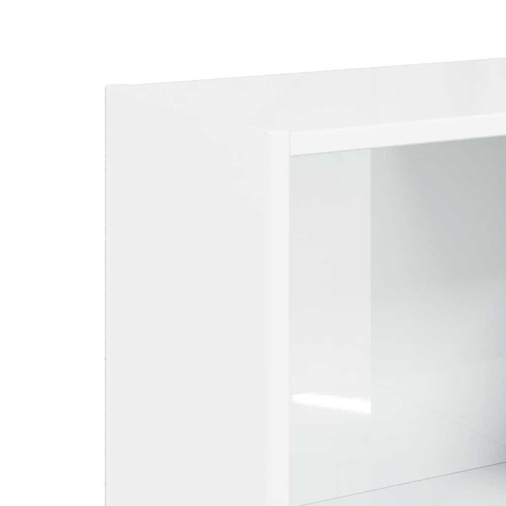 vidaXL 3-етажна библиотека, бял гланц, 40x24x108 см, ПДЧ