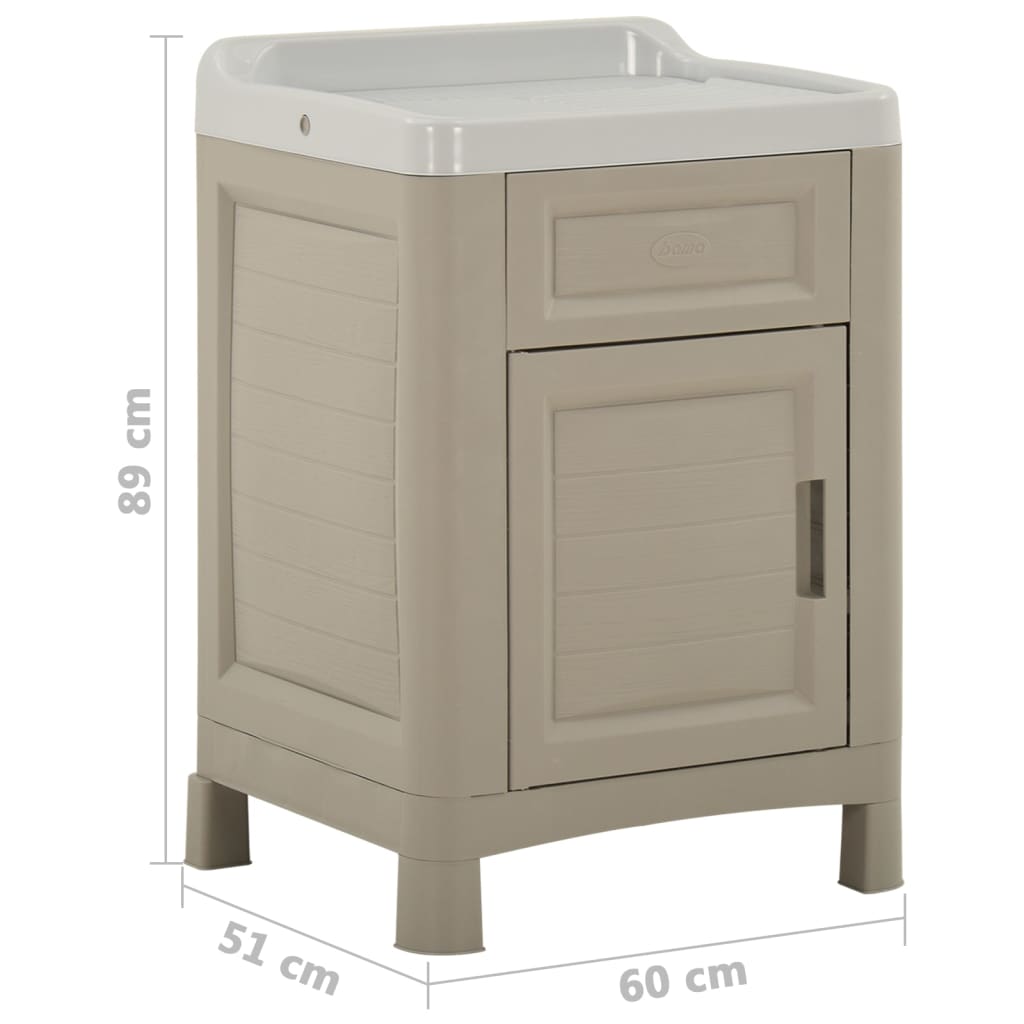 vidaXL Шкаф с мивка, 60x51x89 см, пясъчен цвят