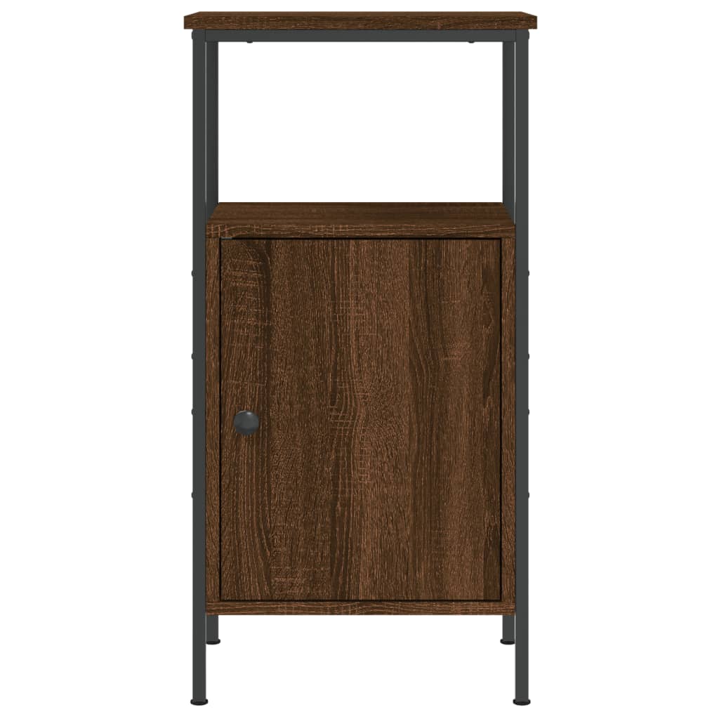 vidaXL Нощно шкафче, кафяв дъб, 41x31x80 см, инженерно дърво