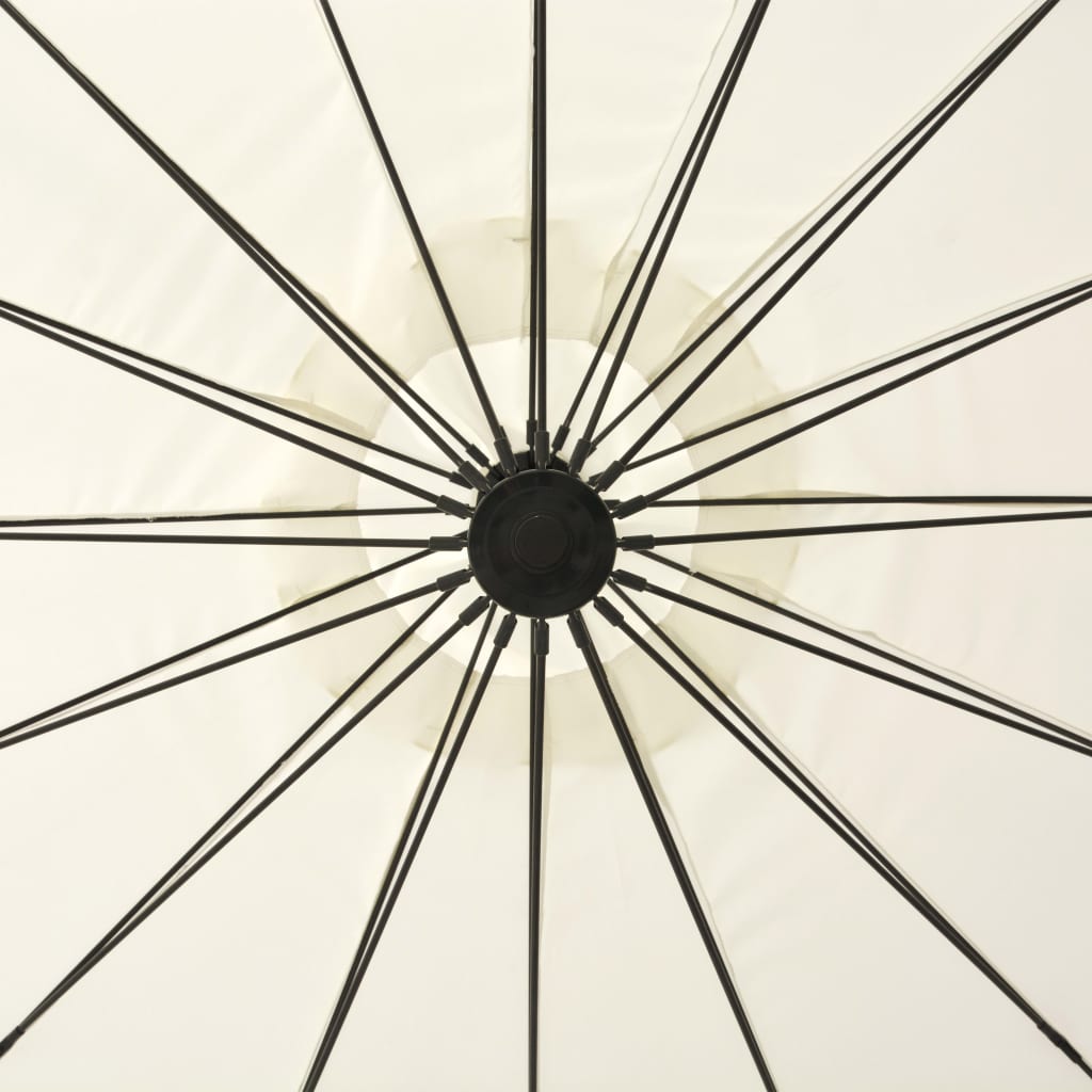 vidaXL Висящ чадър за слънце, бял, 3 м, алуминиев прът