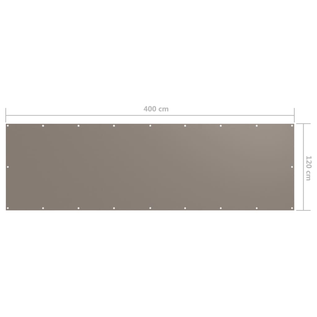 vidaXL Балконски параван, таупе, 120x400 см, плат оксфорд