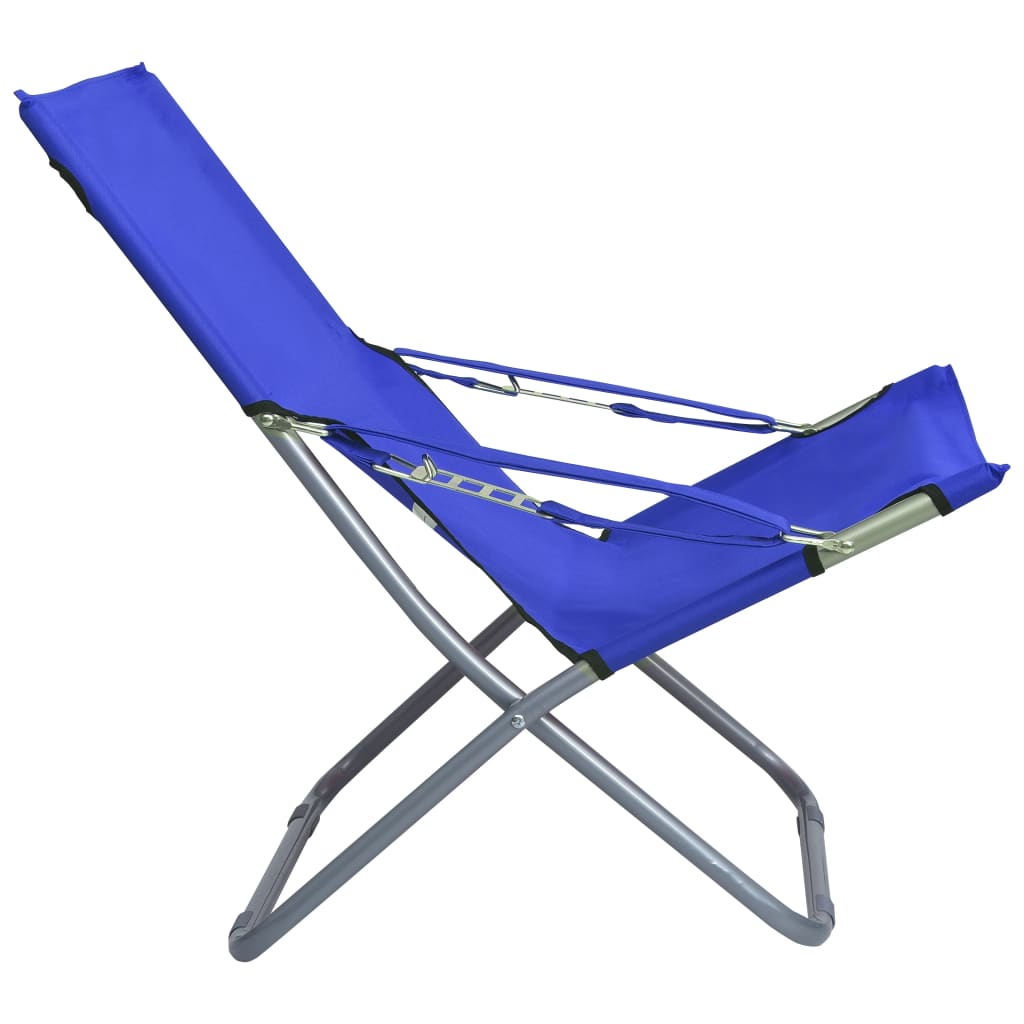 vidaXL Сгъваеми плажни столове, 2 бр, текстил, сини