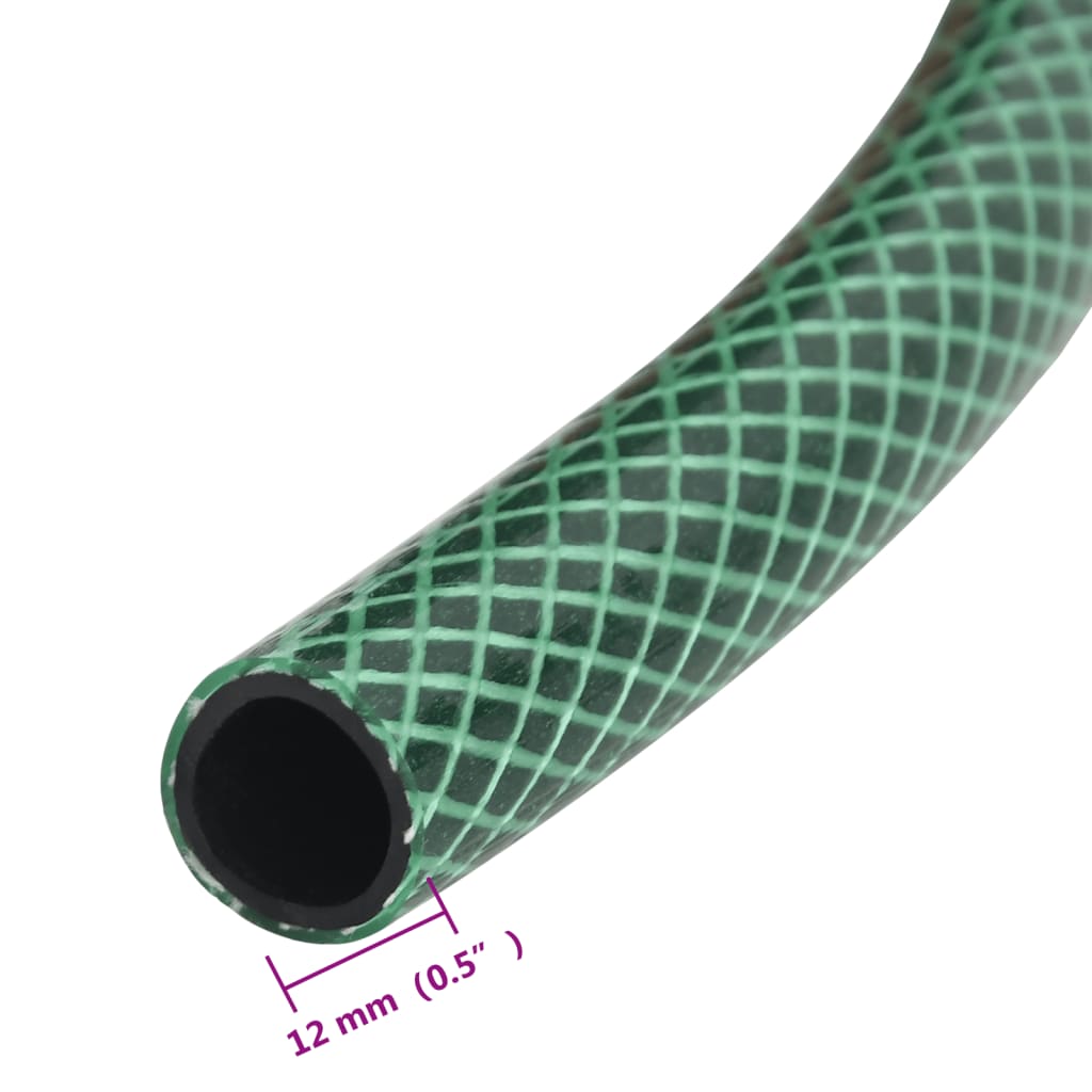 vidaXL Градински маркуч с монтажен комплект, зелен, 0,6", 10 м, PVC