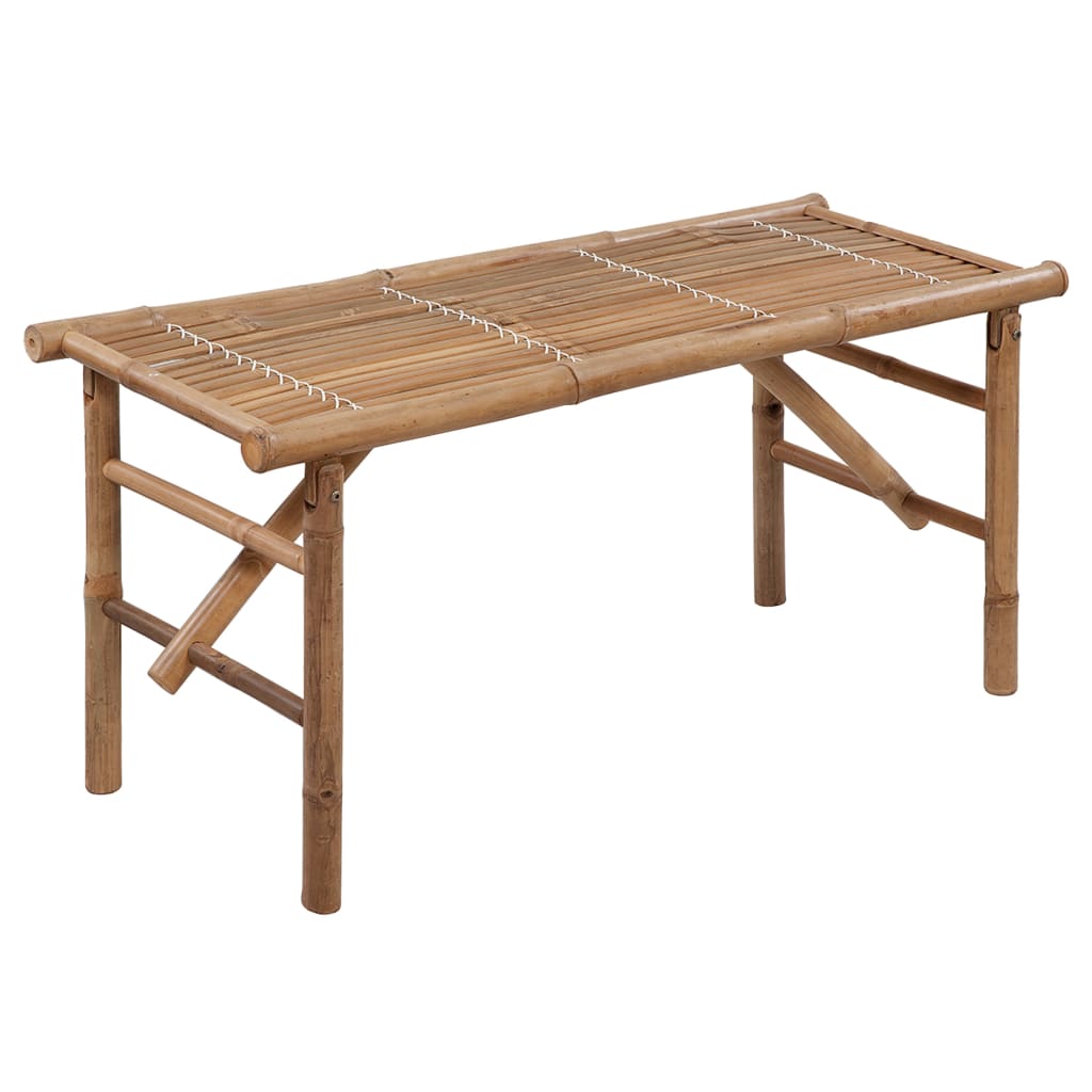 vidaXL Сгъваема градинска пейка с възглавница, 118 см, бамбук