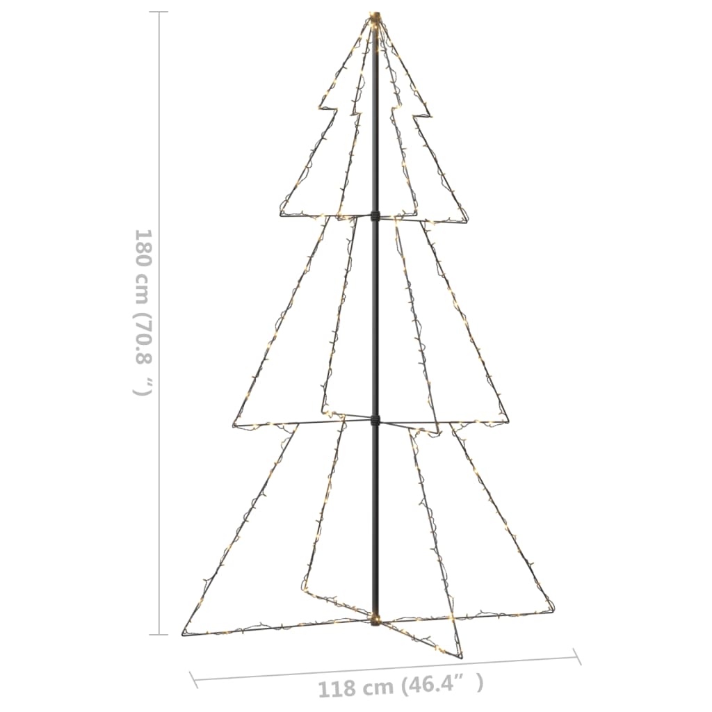 vidaXL Коледна елха конус, 240 LED, за закрито и открито, 118x180 см