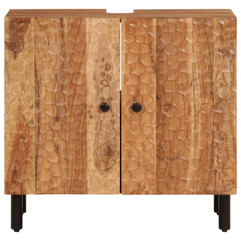 vidaXL Комплект с шкаф за баня, 2 части, масивна акациева дървесина
