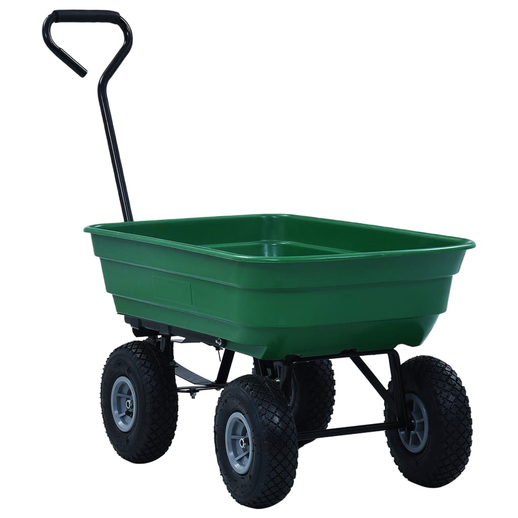 vidaXL Градинска ръчна количка, 300 кг, 75 л, зелена
