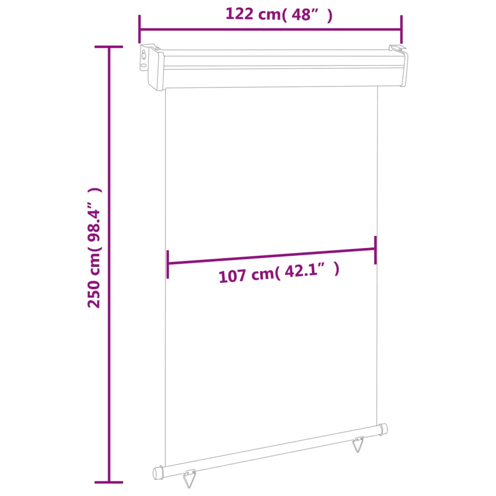 vidaXL Вертикална тента за балкон, 122x250 см, кремава