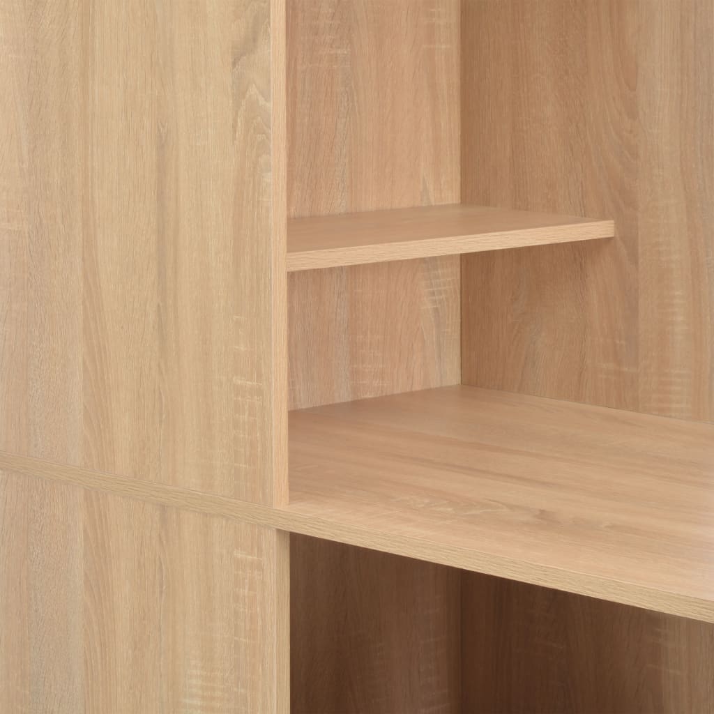 vidaXL Бар маса с шкаф, цвят дъб, 115x59x200 см
