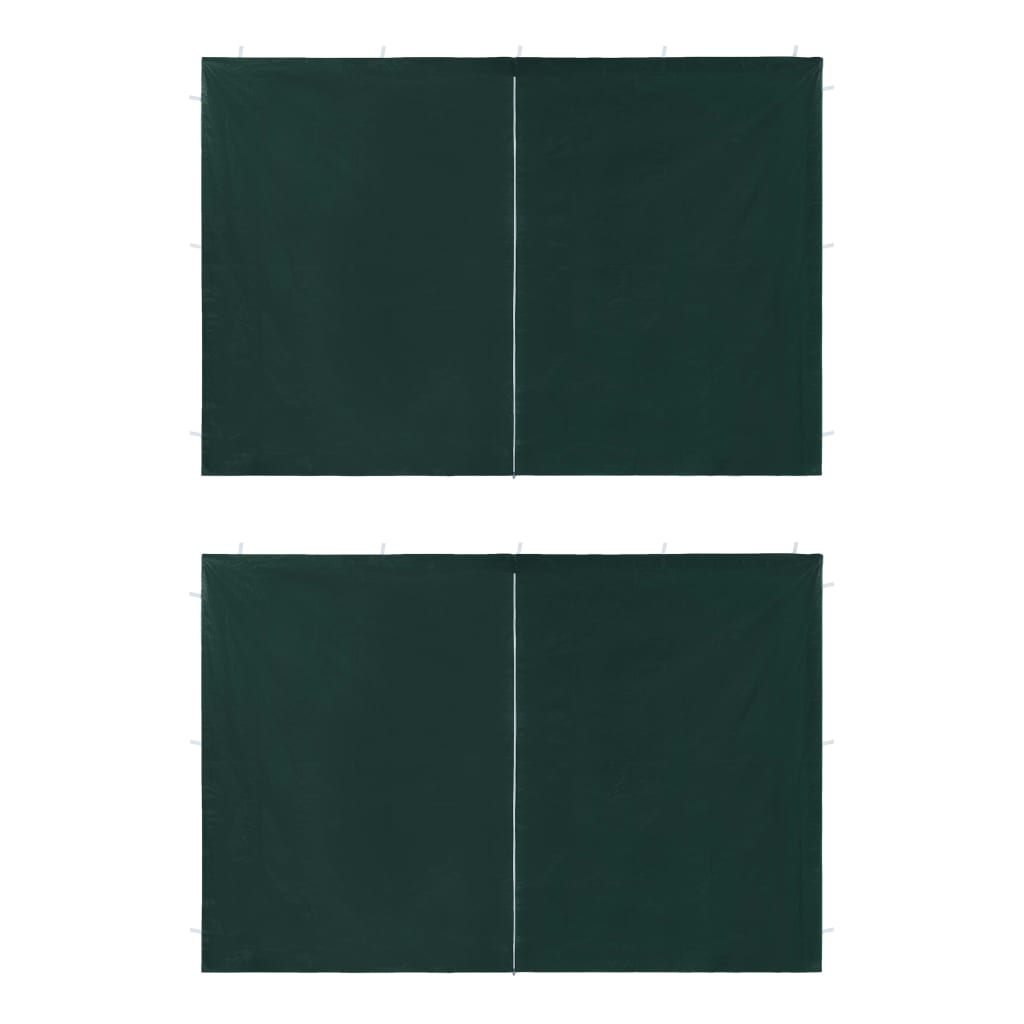 vidaXL Странични стени за парти шатра, 2 бр, с цип, PE, зелени