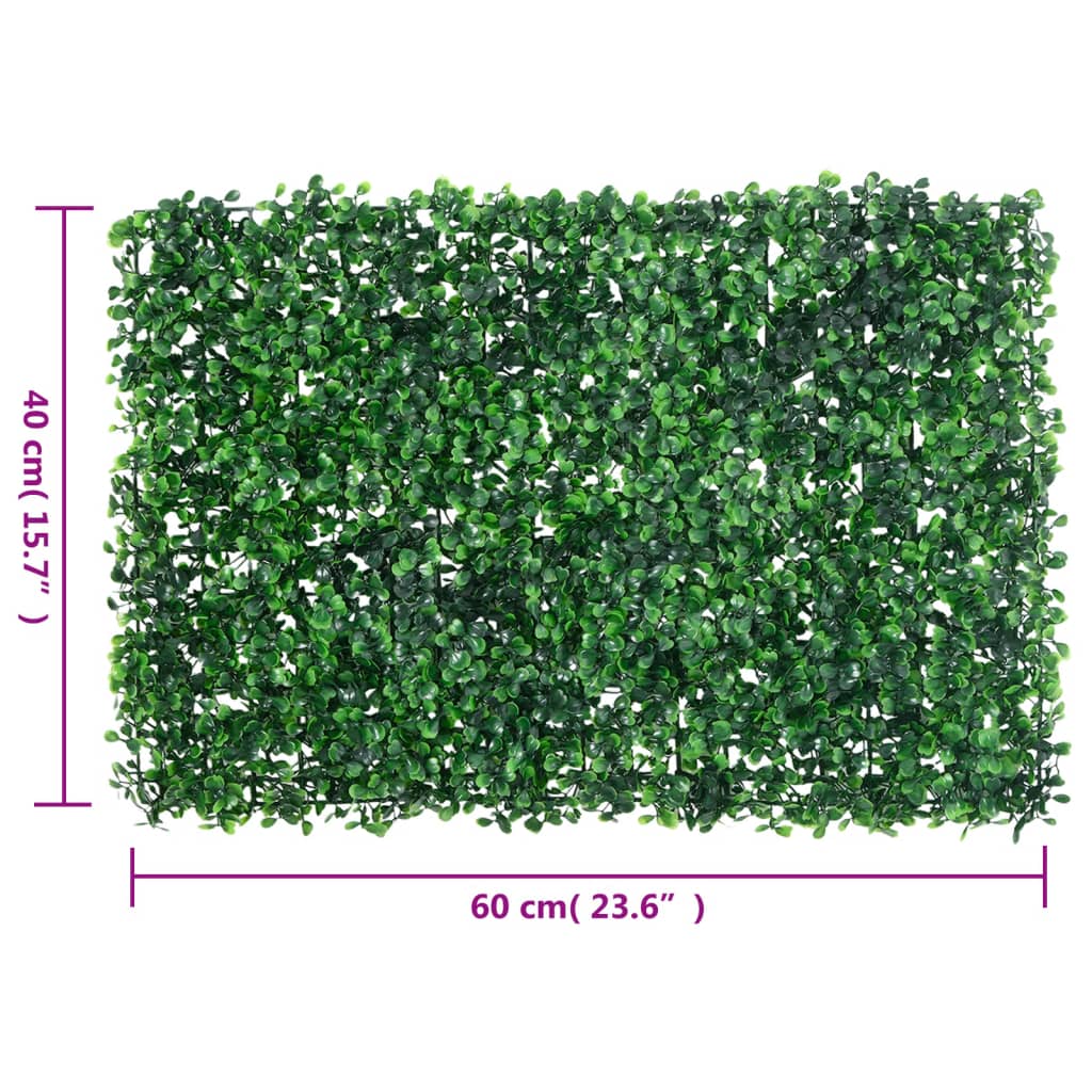  vidaXL Ограда от изкуствени храстови листа 6 бр зелено 40x60 см