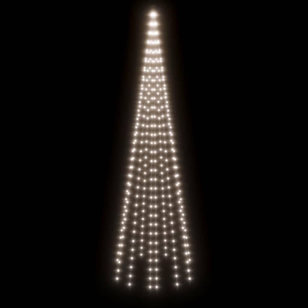 vidaXL Коледна елха на флагщок, студено бяло, 310 LED, 300 см