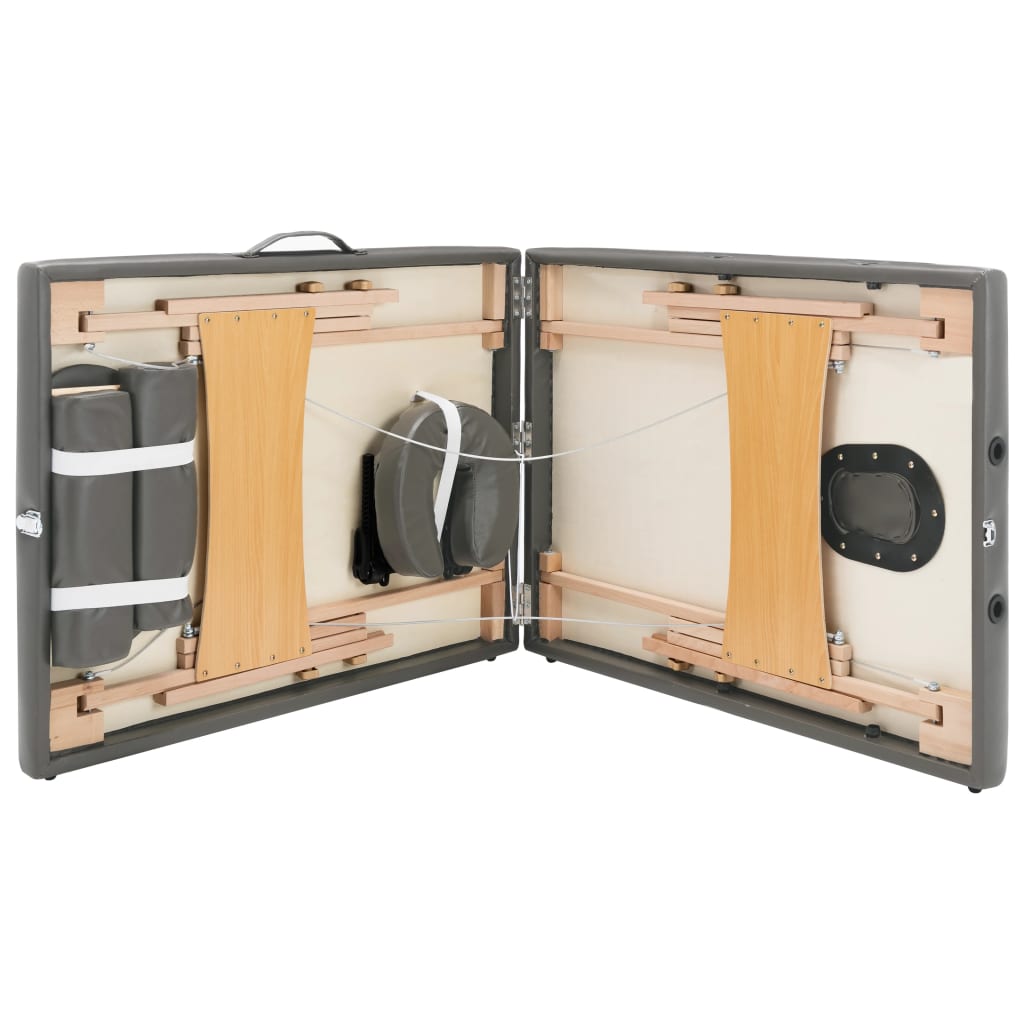 vidaXL Масажна кушетка с 2 зони, дървена рамка, антрацит, 186х68 см