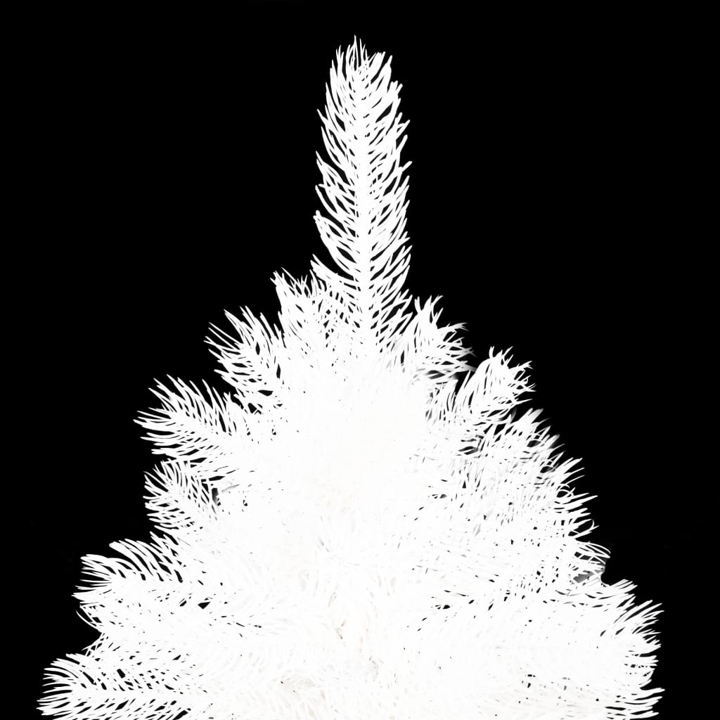 vidaXL Изкуствена осветена коледна елха с топки бяла 120 см