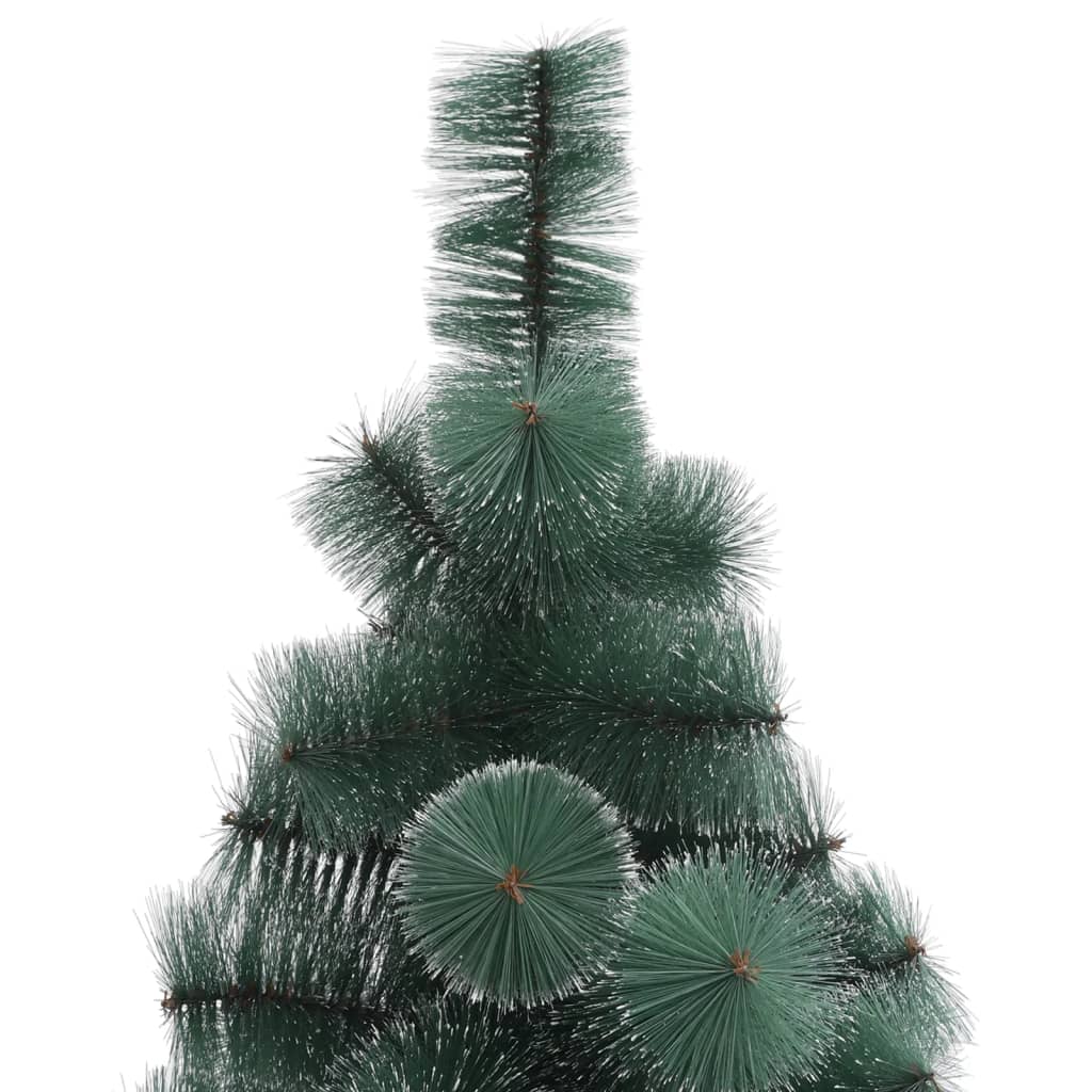vidaXL Изкуствена осветена коледна елха със стойка зелена 120 см PET