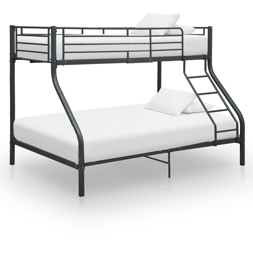 vidaXL Рамка за двуетажно легло, черна, метал, 140x200 см/90x200 см
