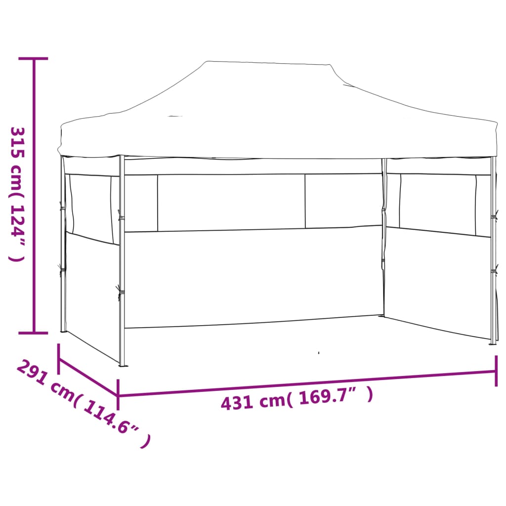 vidaXL Сгъваема шатра с 3 стени, 3x4,5 м, кремава