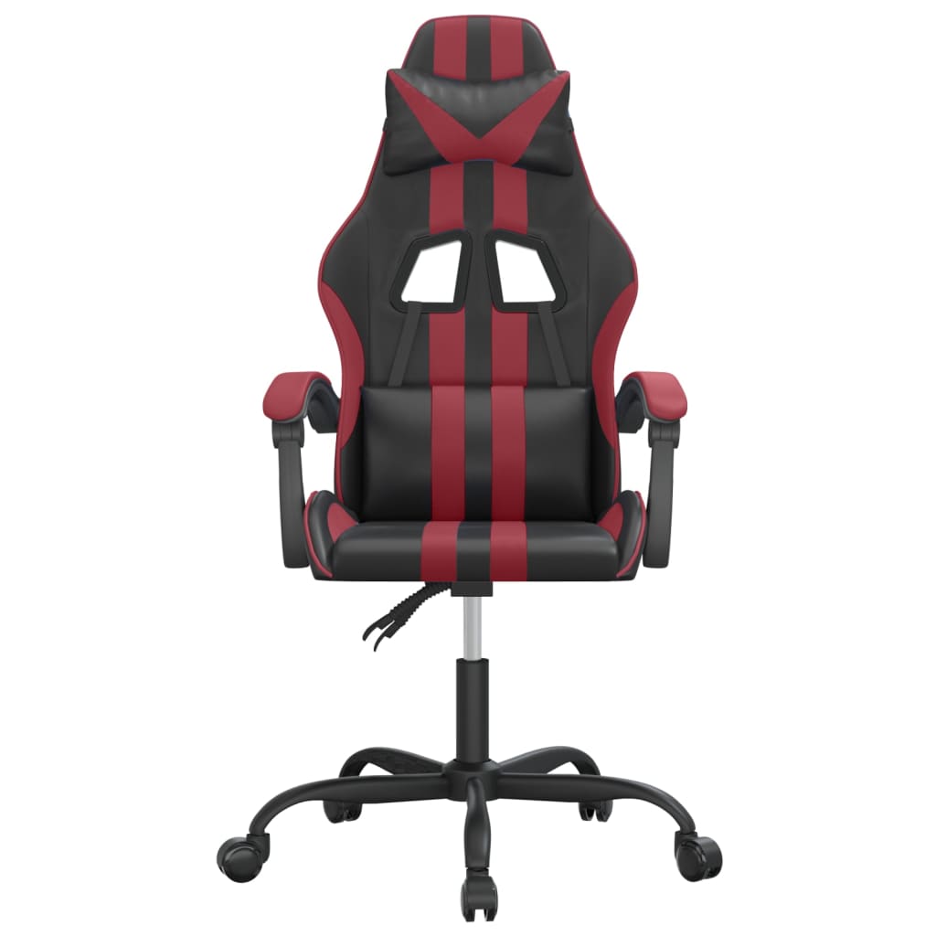 vidaXL Въртящ гейминг стол, черно и виненочервено, изкуствена кожа