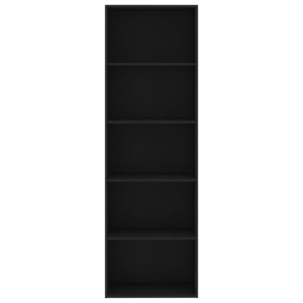 vidaXL 5-етажна библиотека, черна, 60x30x189 см, ПДЧ