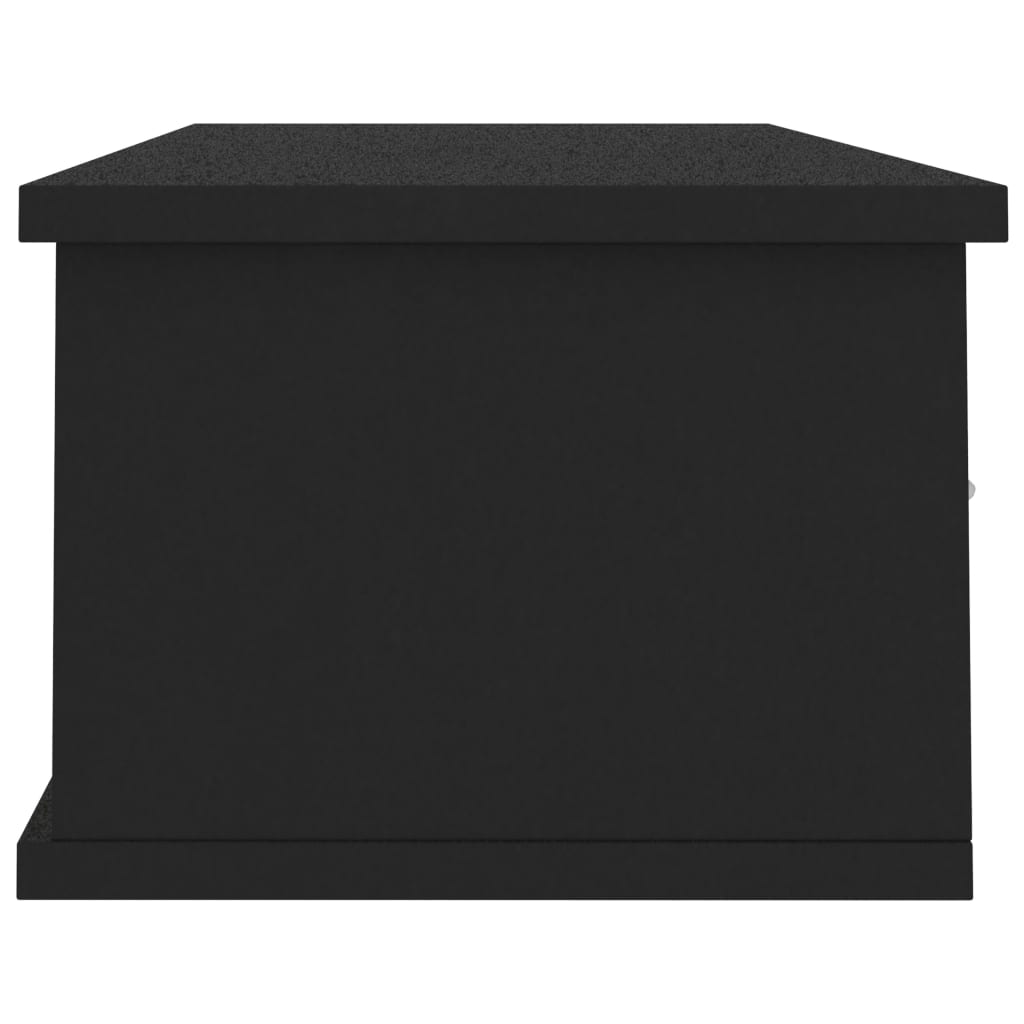 vidaXL Стенен рафт с чекмеджета, черен, 88x26x18,5 см, ПДЧ