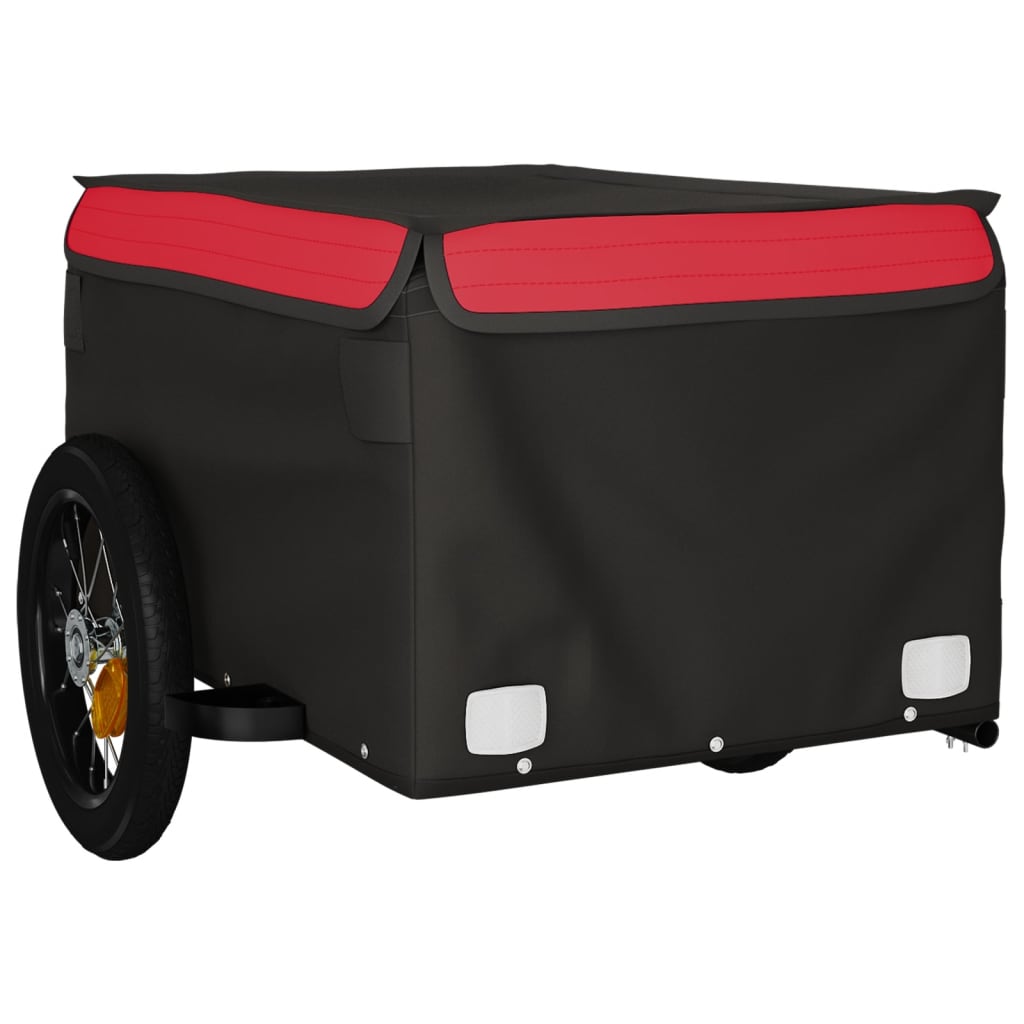 vidaXL Ремарке за велосипед, черно и червено, 30 кг, желязо