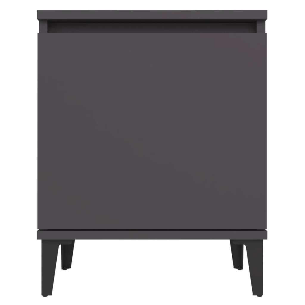 vidaXL Нощни шкафчета с метални крака, 2 бр, сиви, 40x30x50 см