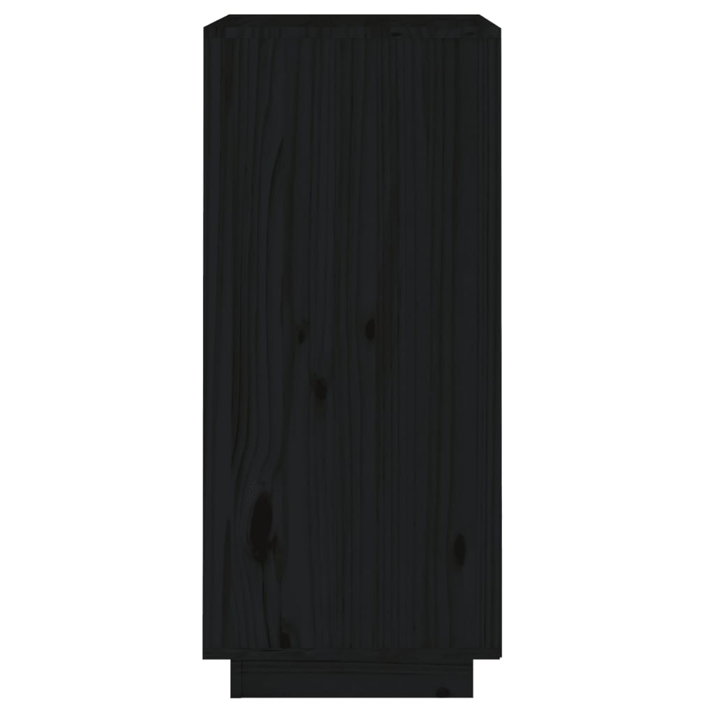 vidaXL Сайдборд, черен, 38x35x80 см, бор масив