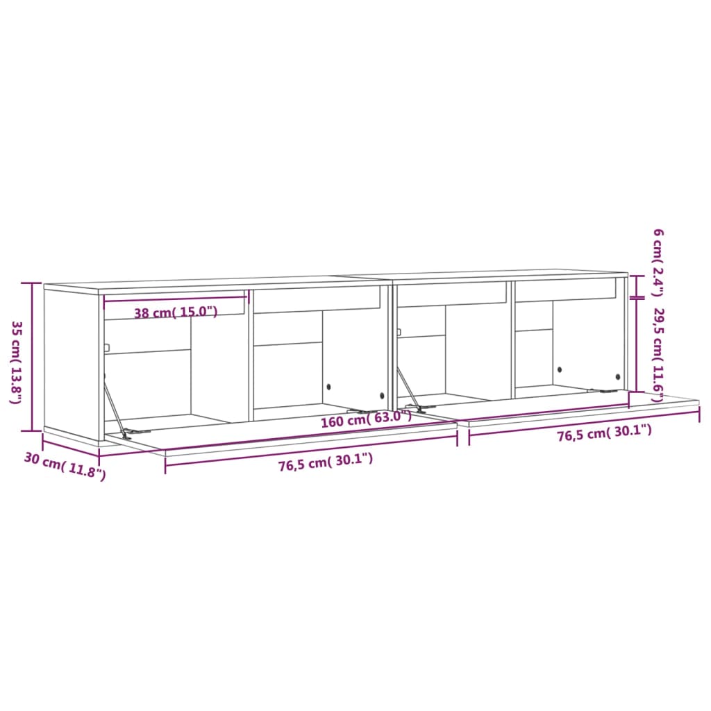 vidaXL Стенни шкафове, 2 бр, черни, 80x30x35 см, бор масив