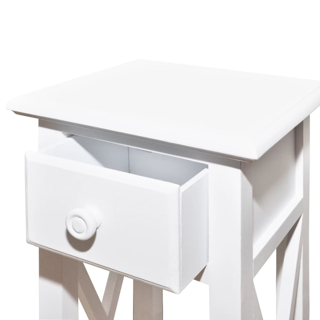 vidaXL Странична маса с чекмедже, бяла