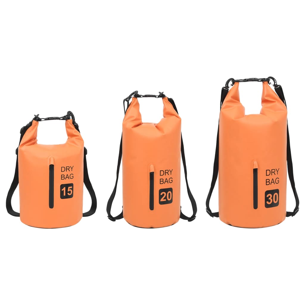 vidaXL Суха торба с цип, оранжева, 15 л, PVC