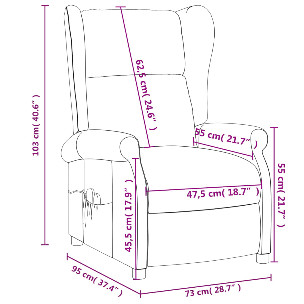 vidaXL Wingback електрически масажен стол, тъмносив, текстил
