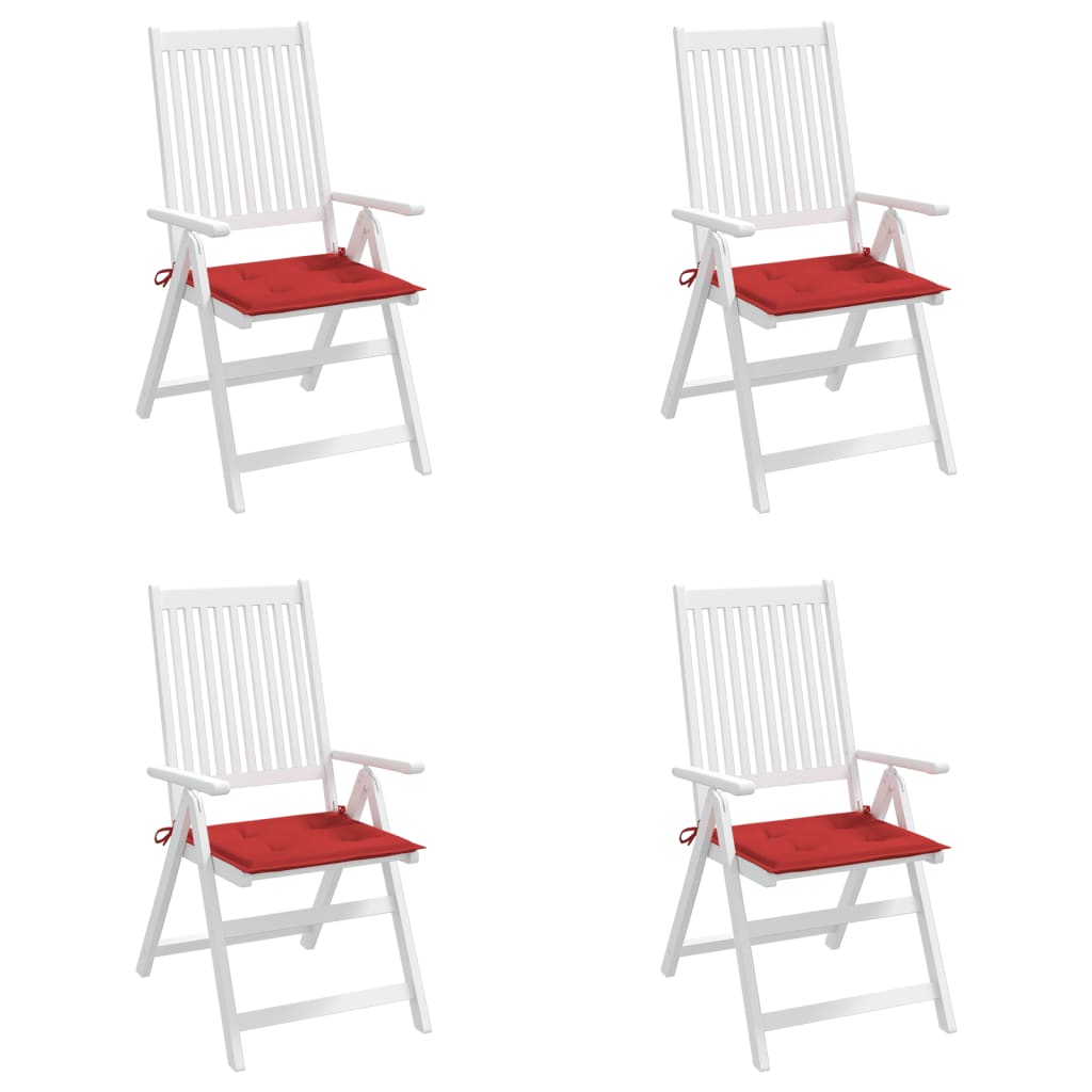 vidaXL Възглавници за столове 4 бр червени 50x50x3 см Оксфорд плат