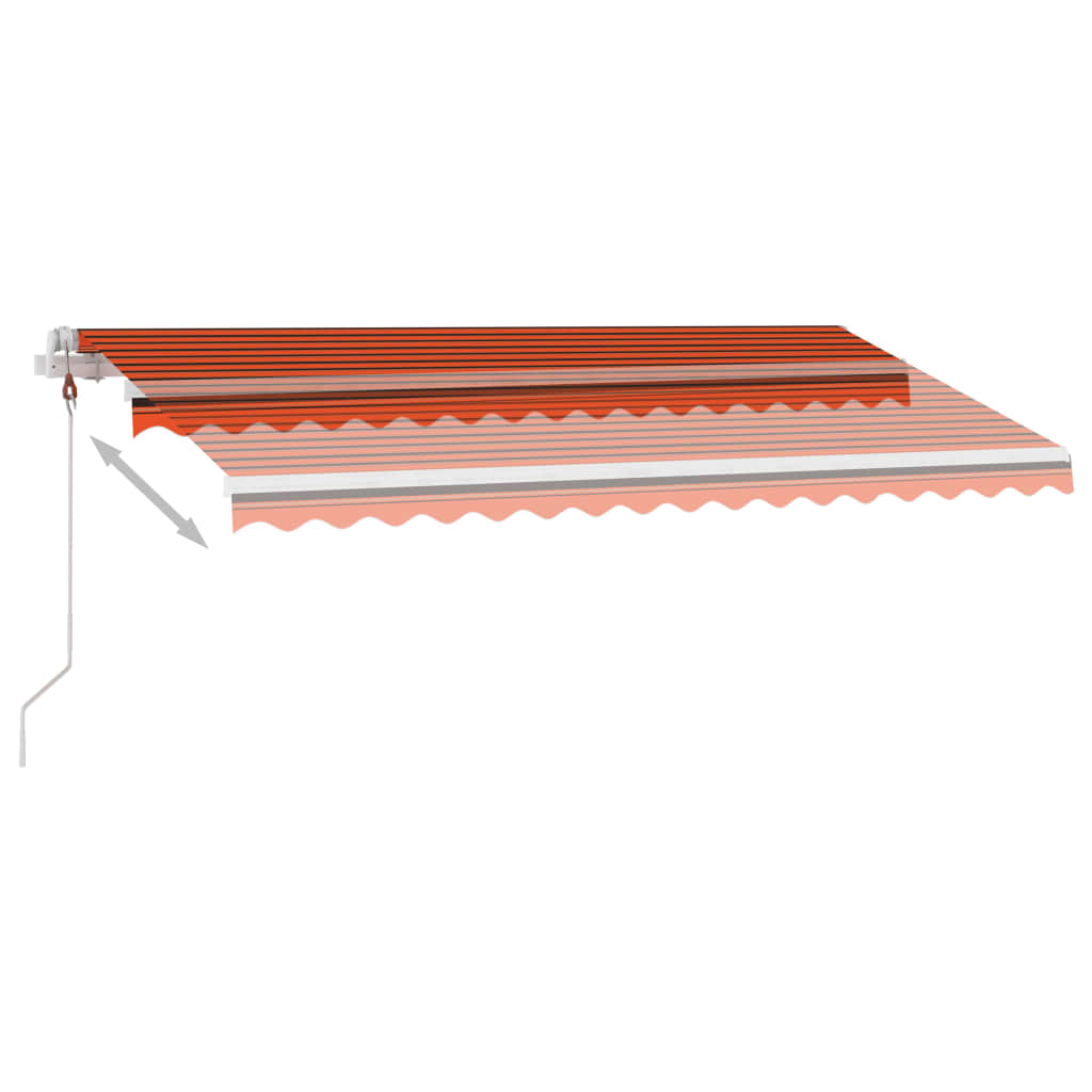 vidaXL Автоматичен сенник LED сензор за вятър 450x300 см оранжевокафяв
