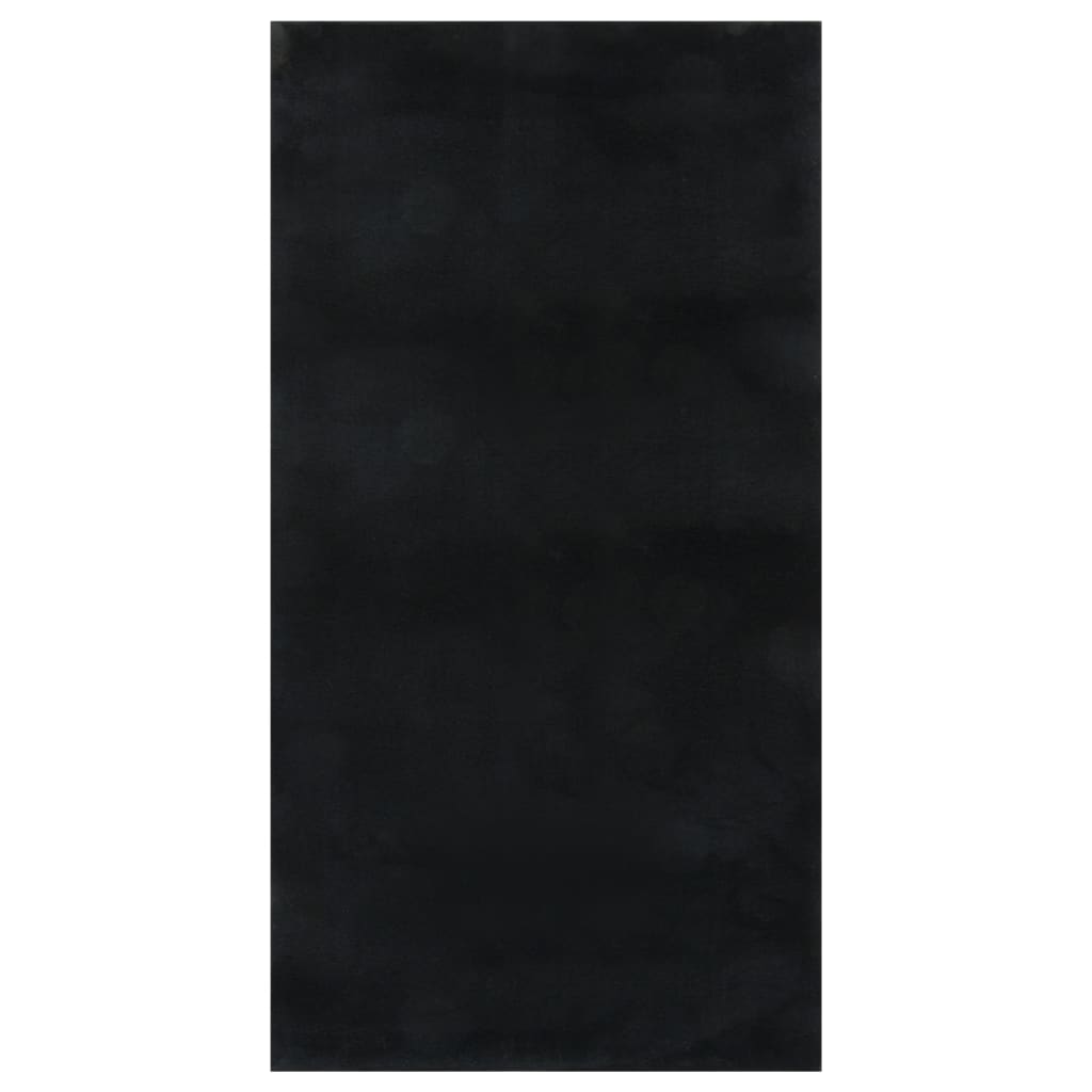 vidaXL Миещ се килим мек къс косъм 80x150 см противоплъзгащ черен