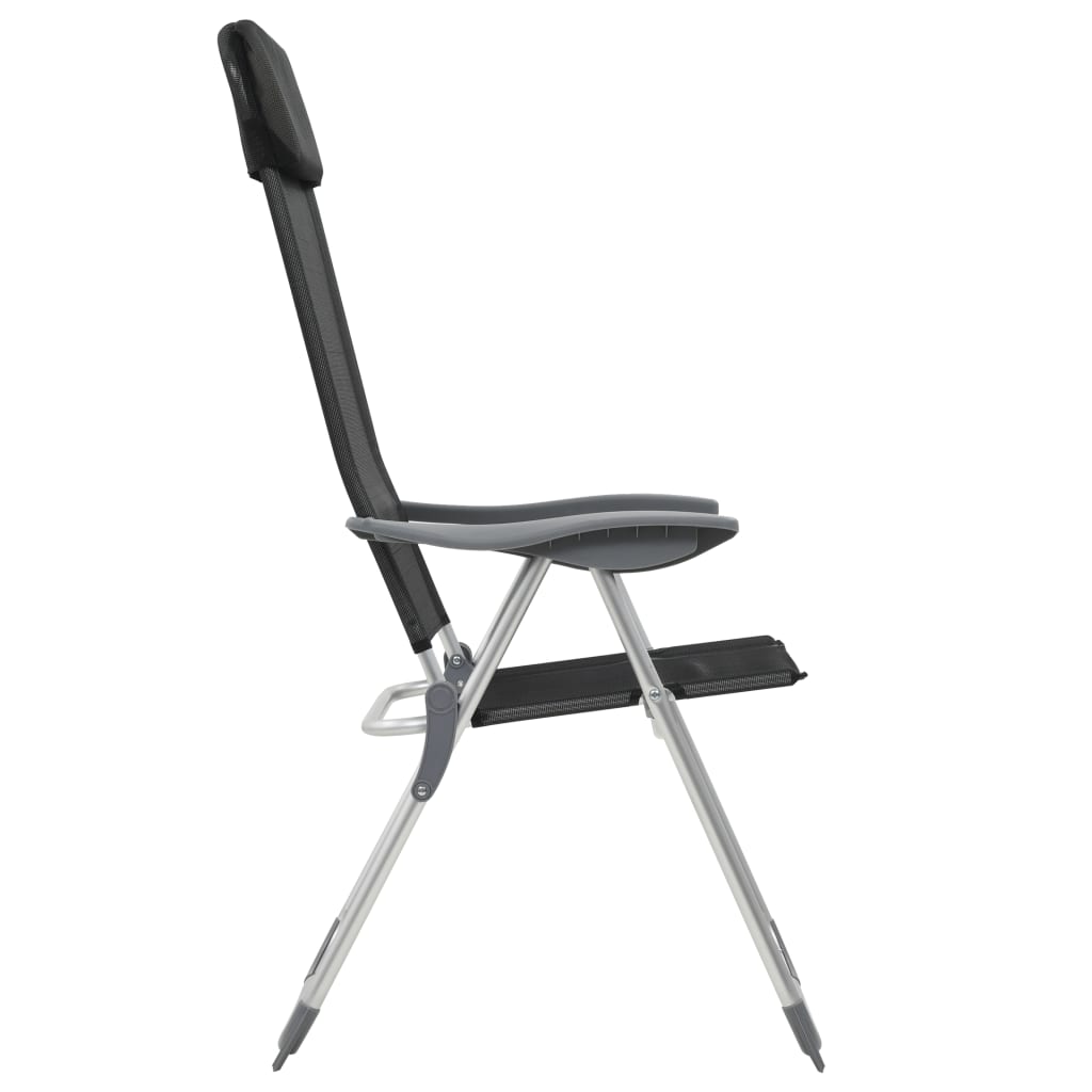 vidaXL Сгъваеми къмпинг столове, 4 бр, черни, алуминий
